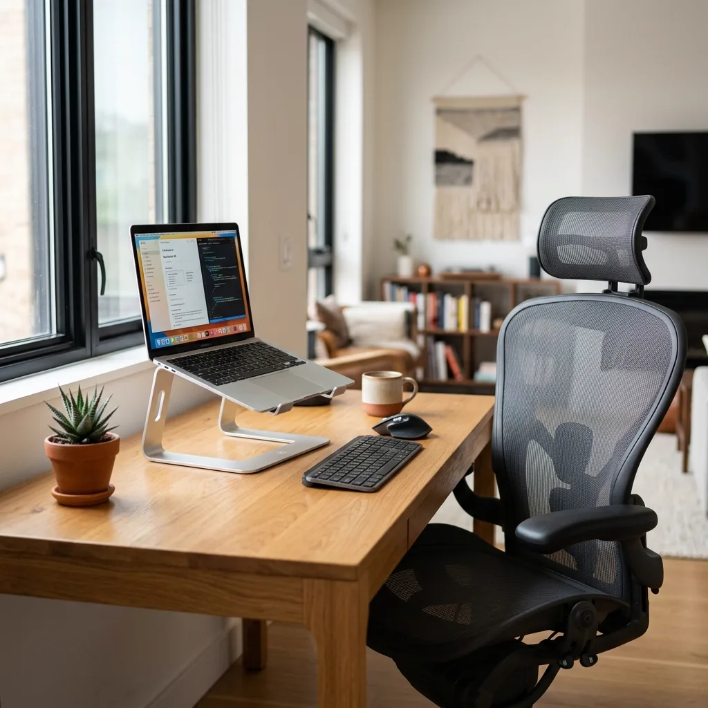 จัดโต๊ะทำงานลดก้มคอ: เก้าอี้ทำงานเพื่อสุขภาพ Ergonomic ปรับระดับสายตา นั่งสบายบอกลาออฟฟิศซินโดรม